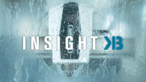 Insight KB logo displayed on wet transparent industrial screen surface